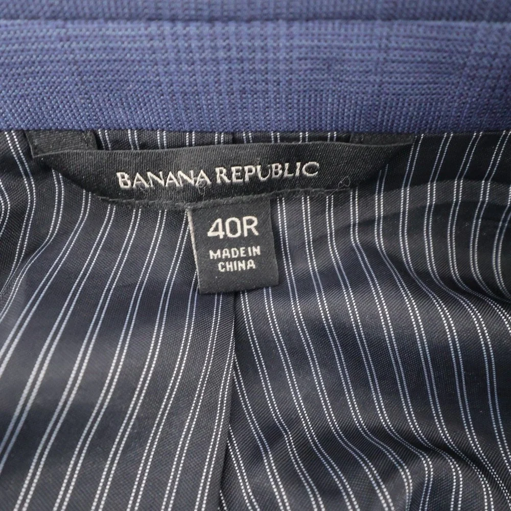 Banana Republic Slim‎ Fit Italian Wool Plaid Blazer Blue Mens 40R